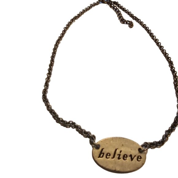 Cynthia Garrett BELIEVE Brass tone lobster clasp adjustable Necklace - Picture 4 of 6